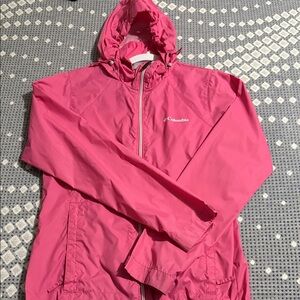 Pink Columbia rain jacket, small